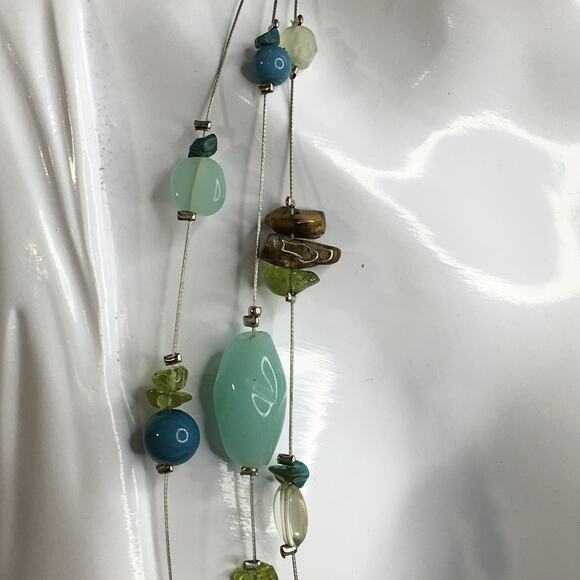 Lia Sophia Multi-Strand Floating Necklace Blue Green Silver Tone - Picture 5 of 15